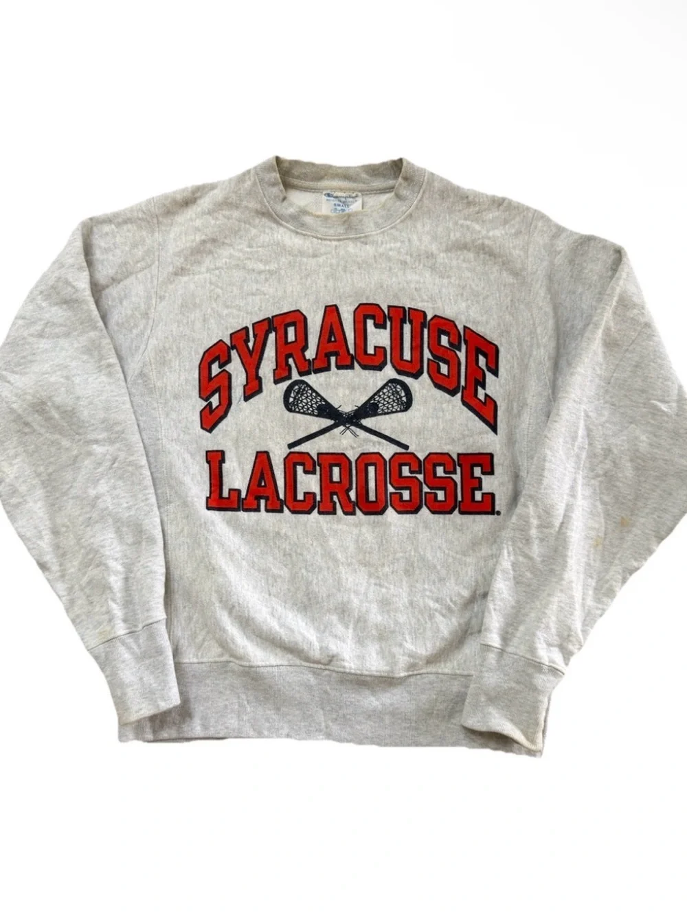 Vintage 90s Y2K Champion Reverse Weave Syracuse Lacrosse Sweatshirt Gray Size S